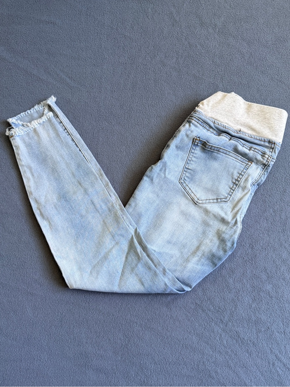 Light Wash Maternity Jeans with Stretch Waistband